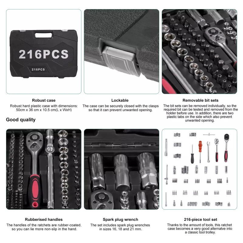 Socket wrench set 216 pieces ratchet box V2461 socket wrench