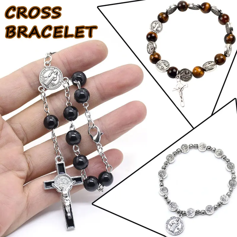 Catholic Benedict Bracelet Adjustable Fashion Jewelry Alloy Exorcism Religious Beaded Jewelry for Women Men