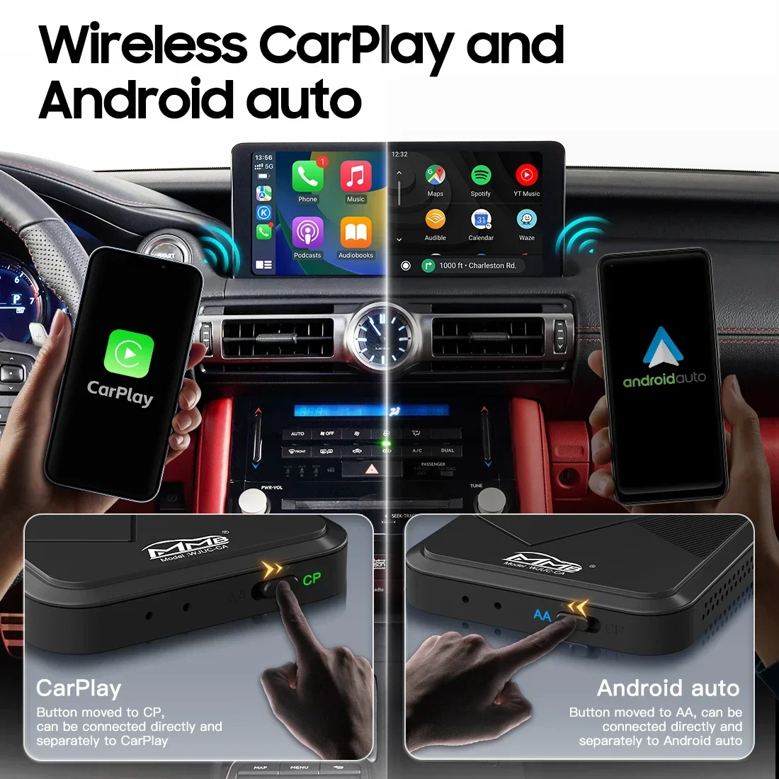 2air Wireless Carplay Adapter CarPlay Dongle For Wired OEM Factory Car Wired Carplay Android dual channel