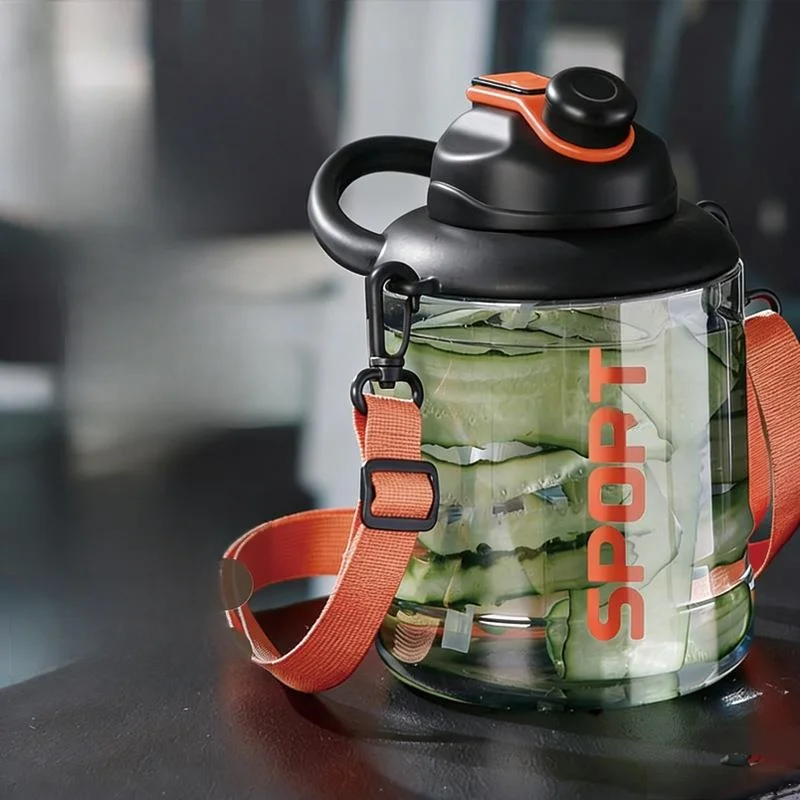 

Large Capacity Water Cup Men's Outdoor Fitness Sports Bottle Durable Handle High Temperature Resistant Big Belly Cup