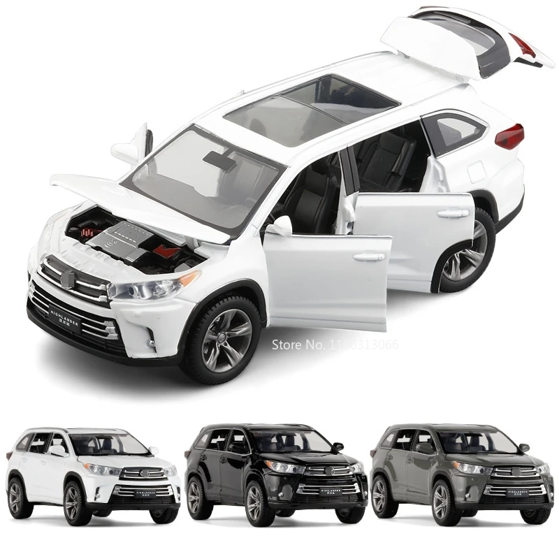 

1/32 Scale Highlander Toy Car Model Diecast Metal Alloy SUV Vehicle Toys Sound And Light Collection Model Car For Childrens Gift