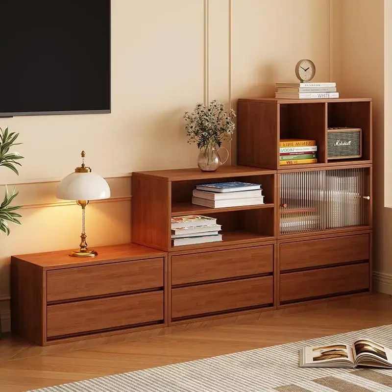 Nordic solid wood module TV  living room free combination floor locker office bedroom corner storage