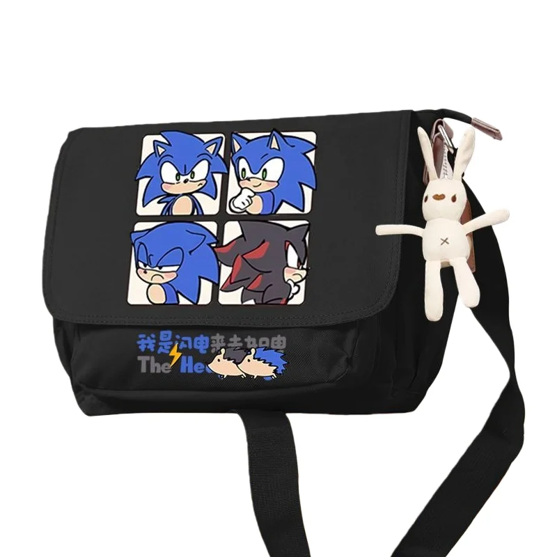 New Sonic The Hedgehog Sonic High-value Simple Shoulder Crossbody Bag Animation Surroundings Student Canvas Bag Birthday Gift