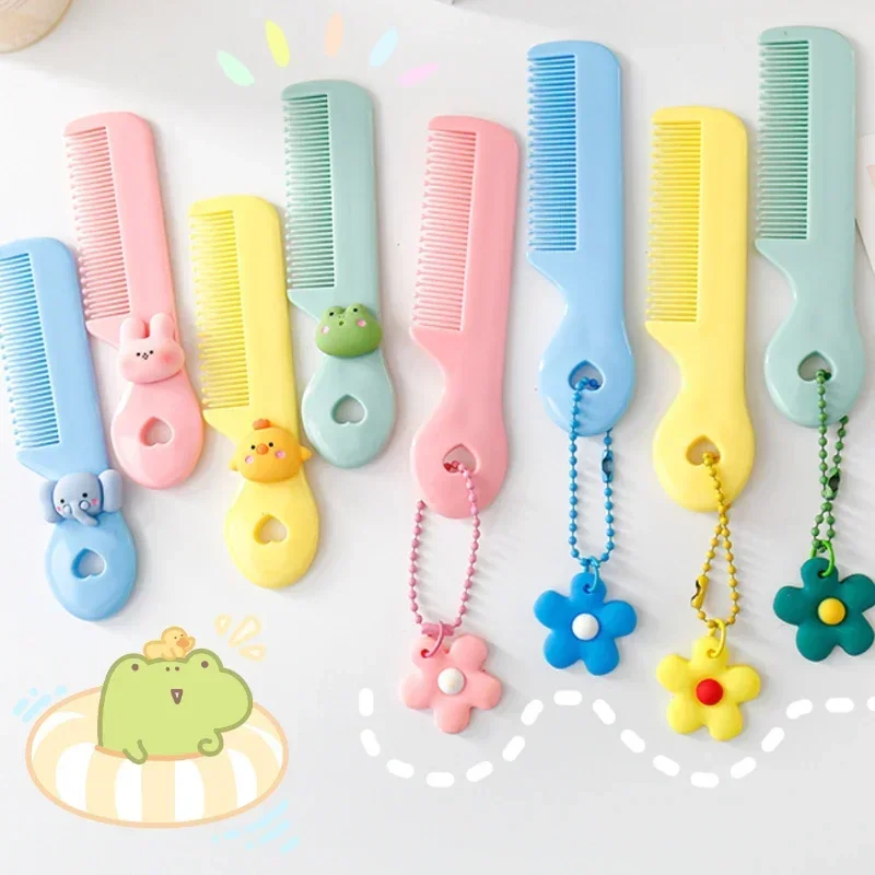 Ins Mini Cute Comb for Baby Girl Boy Small Koran Cartoon Animal Floral Protable Hair Brushes Little Girl Kid Hair Accessories