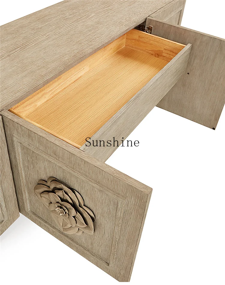 American solid wood home wine cabinet entrance integrated door living room TV simple and modern