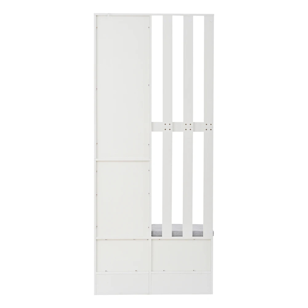 85 * 33,5 * 200 cm kompakter Kleiderschrank, Wohnmöbel-Aufbewahrungsschrank aus gehärtetem Glas, weißer Eingangsschrank, Kleiderschrankständer – Detail 20