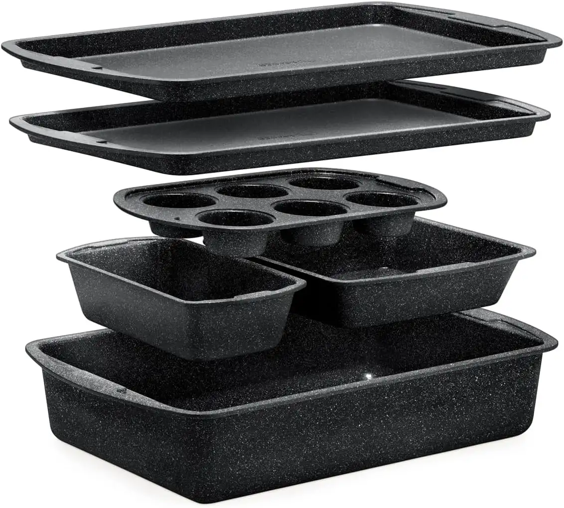 

Bakken Swiss - Bakeware Set – 6 Piece – Stackable, Deluxe, Non-Stick Baking Pans for Professional and Home Cooking – Carbon Ste