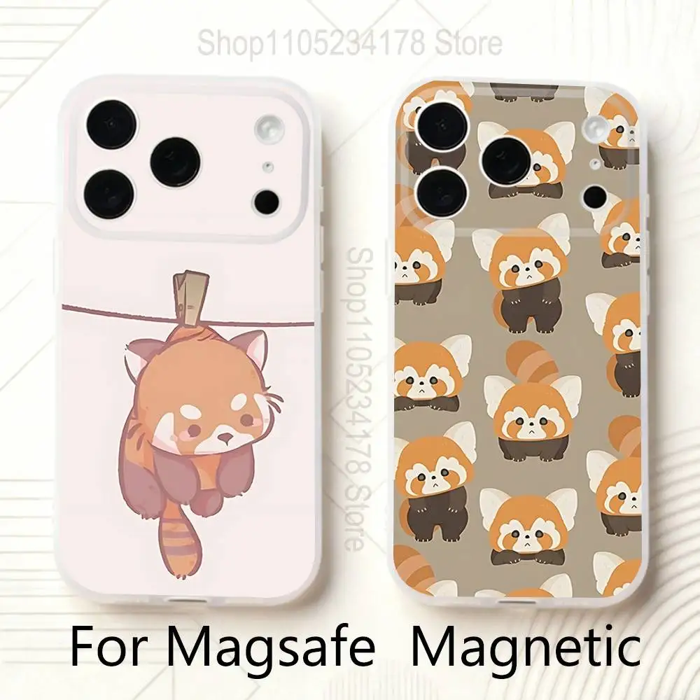 

Cute Red panda Animal Phone Case For iPhone 14,16,12,17,13,15,11 Max,Pro,Mini,Plus,Air,E Magnetic Frosted Transparent