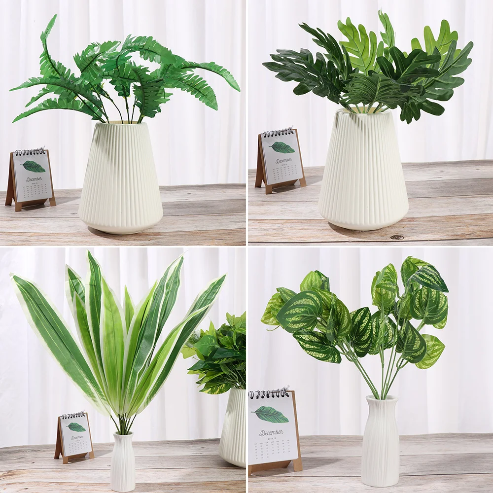 Decoration Floral Arrangement Wedding Supply Lifelike Palm Artificial Turtle Leaves Simulation Green Plant Tropical Plants