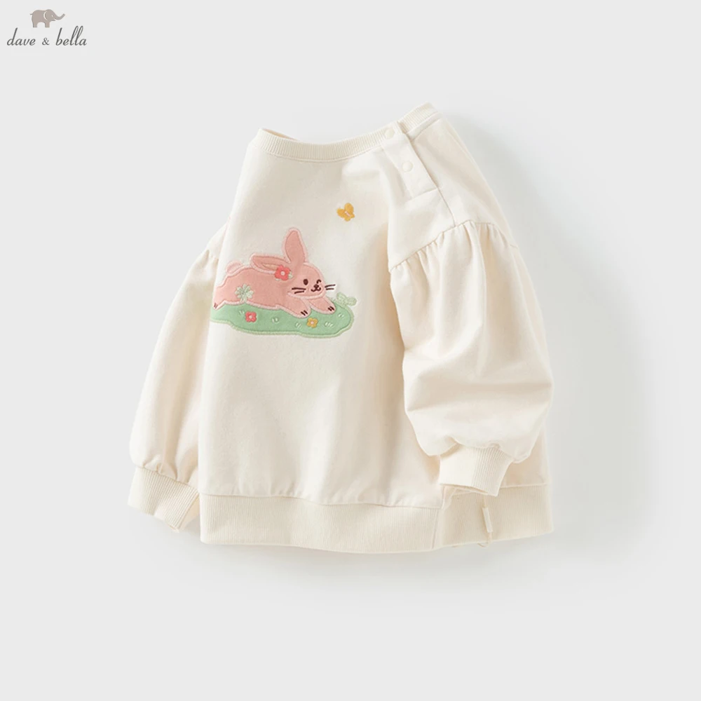 

Dave Bella Girls Spring Autumn Sweatshirt Tops for Children Casual Cartoon Print Pullover T-shirt Kids Long Sleeve Top DB1251017