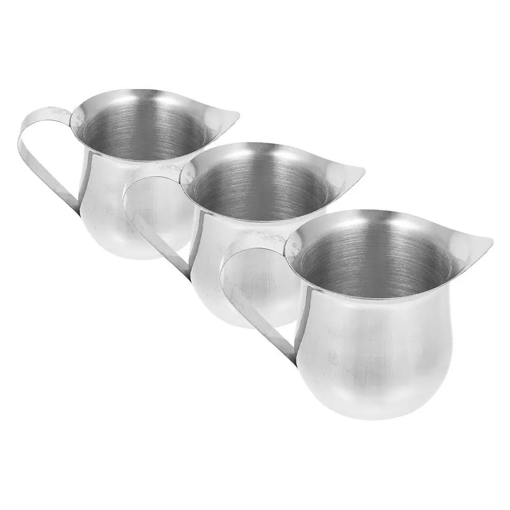 

3 Pcs Stainless Steel Milk Cup Espresso Frothing Pitcher Small Coffee Bar Latte Steam Metal Milk Jug