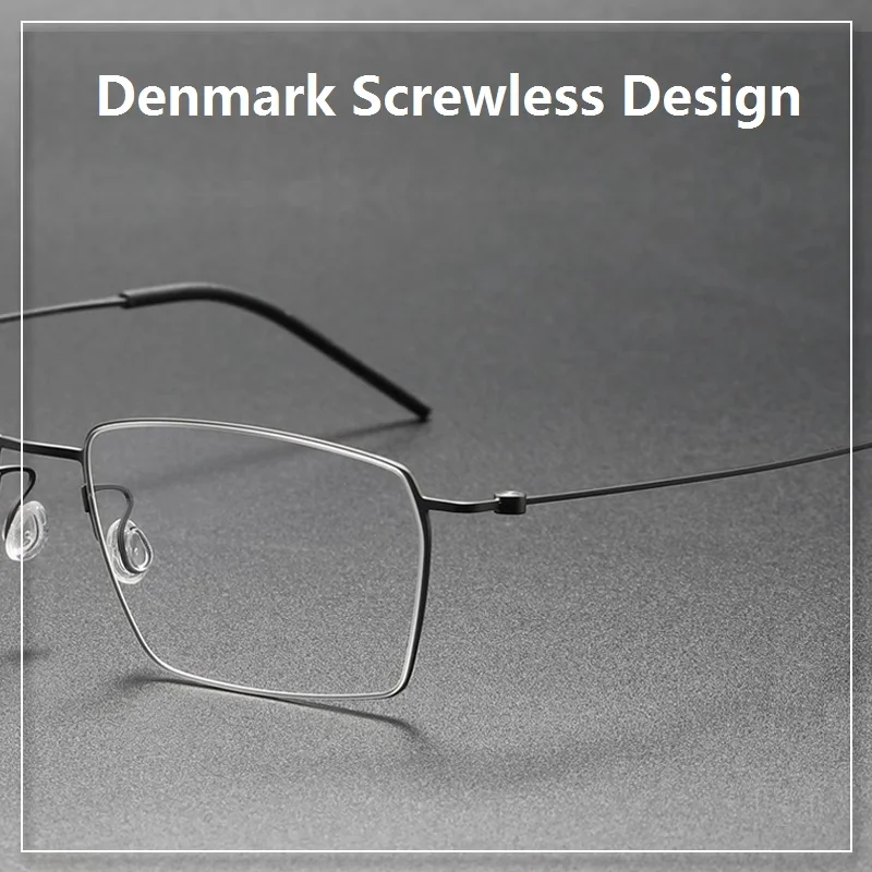 

Pure Titanium Glasses Frame Men Women Eyewear Frames Eyeglassess Square Business Classic Design Screwless Denmark Brand