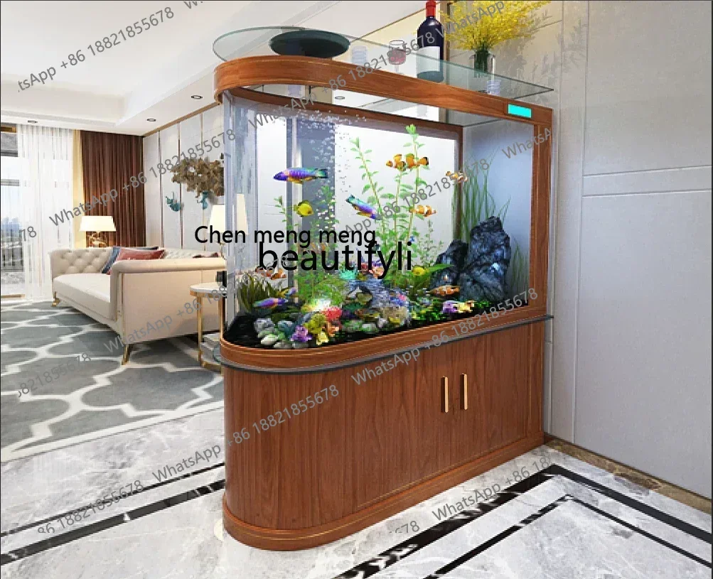 

New arrive Light Luxury Fish Tank Aquarium Large and Medium Bottom Filter Floor Living Room Home Partition Fish Tank