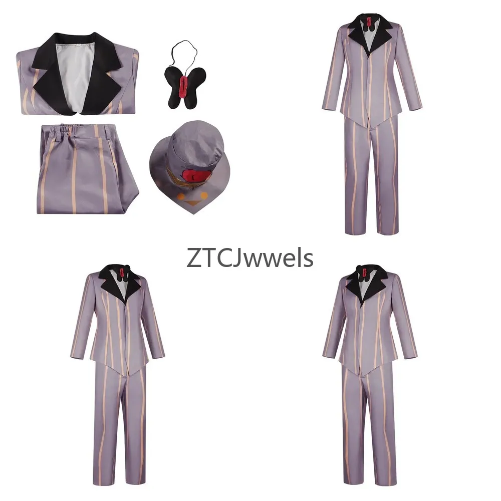 

Hazbin Hotel Cosplay Costume Jazz Camouflage Striped Suit Anime Fancy Dress for Halloween Carnival Party Performance