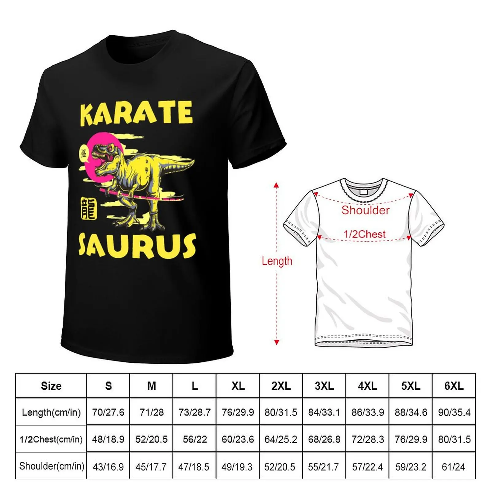 Funny Karatesaurus Karate Saurus Dinosaur T-Shirt Fashion Print Casual Short Sleeve