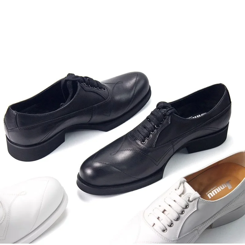 

Autumn special sole cowhide lace-up low-top Oxford shoes large size small size formal square heel height-enhancing men's shoes
