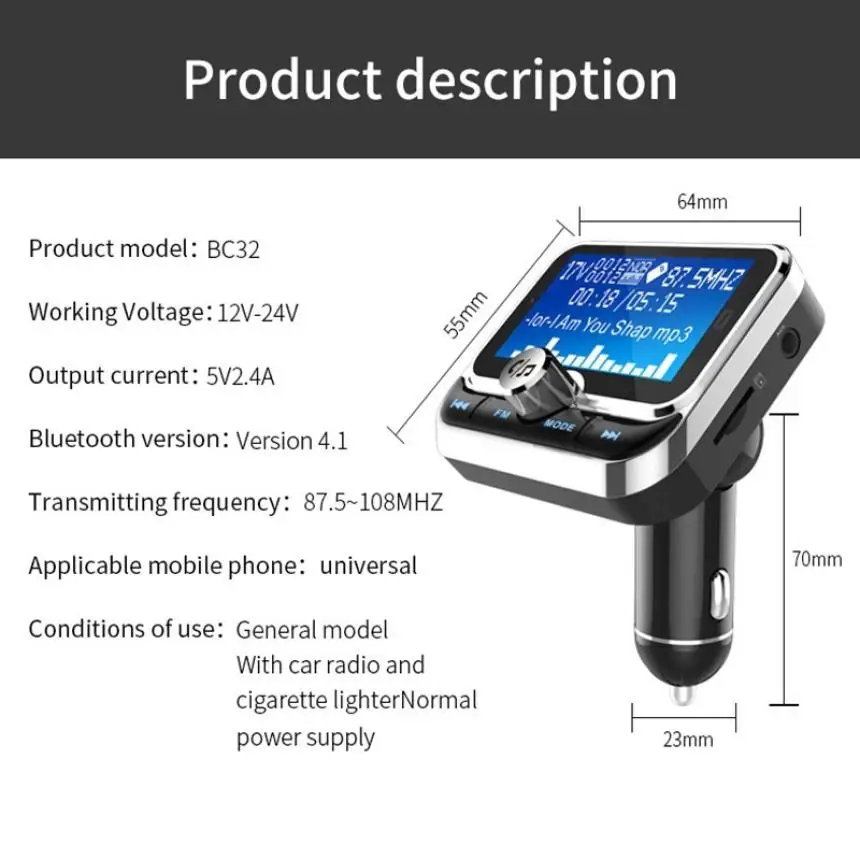 Trasmettitore FM per auto creativo con telecomando LCD Bluetooth lettore MP3 per auto Dual USB Car FM zender modulatore