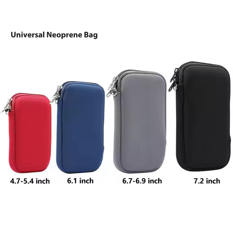 Universal Zipper Neoprene Phone Case Pouch For iPhone 4 4s 5 5s 6 7 8 Plus X XR XS 11 12 13 14 15 16 Pro Max Cover Bag