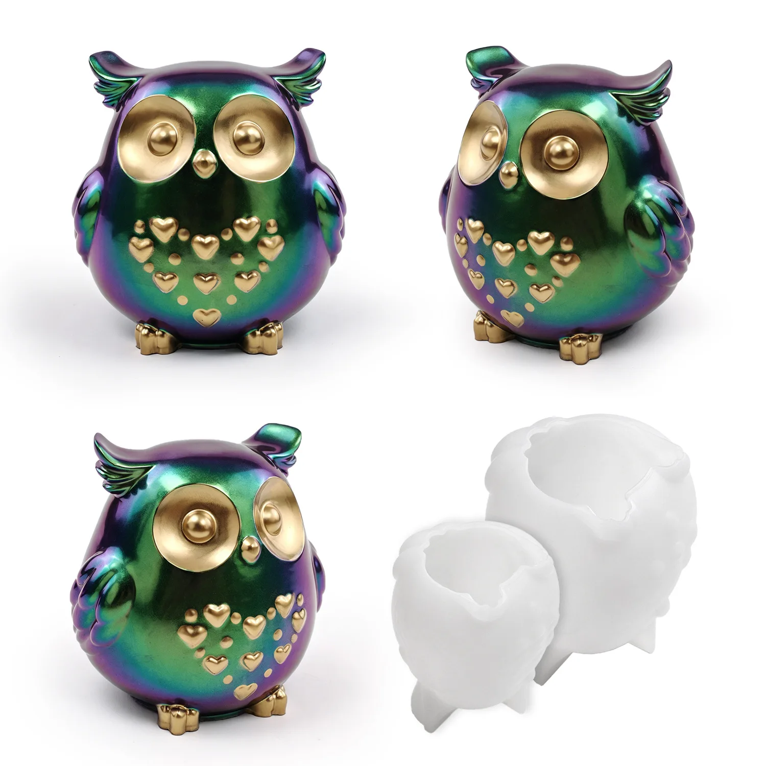 

2PCS Owl Silicone Mold Set - Large & Small DIY Resin Epoxy Gypsum Cement Craft for Aroma Candle Holder & Home Decor