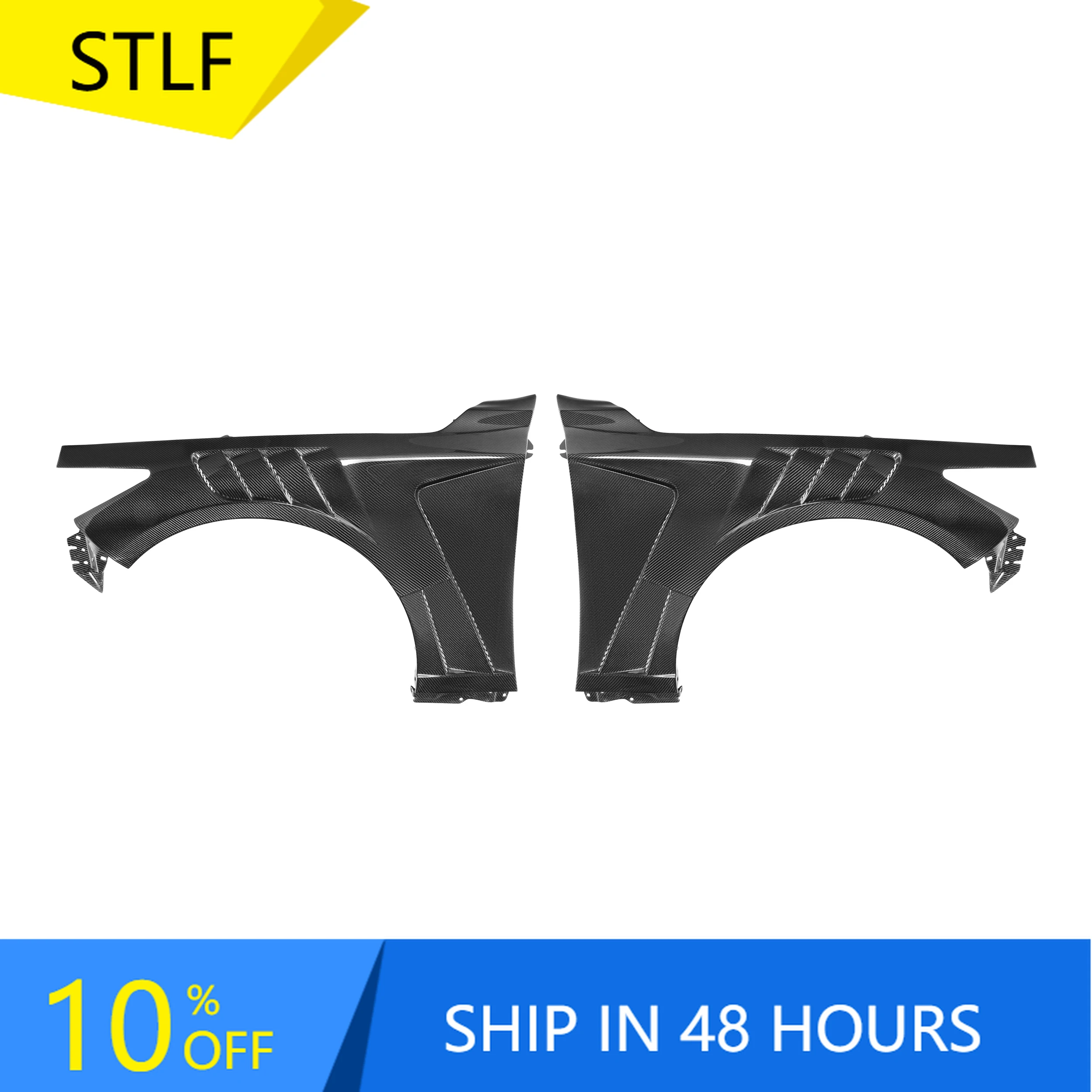 

STLFReal Carbon Fiber Pattern Front Side Fender Trims for Infiniti Q50/Q50L 2014-2020 Multi-Hole Style Bumper New Condition