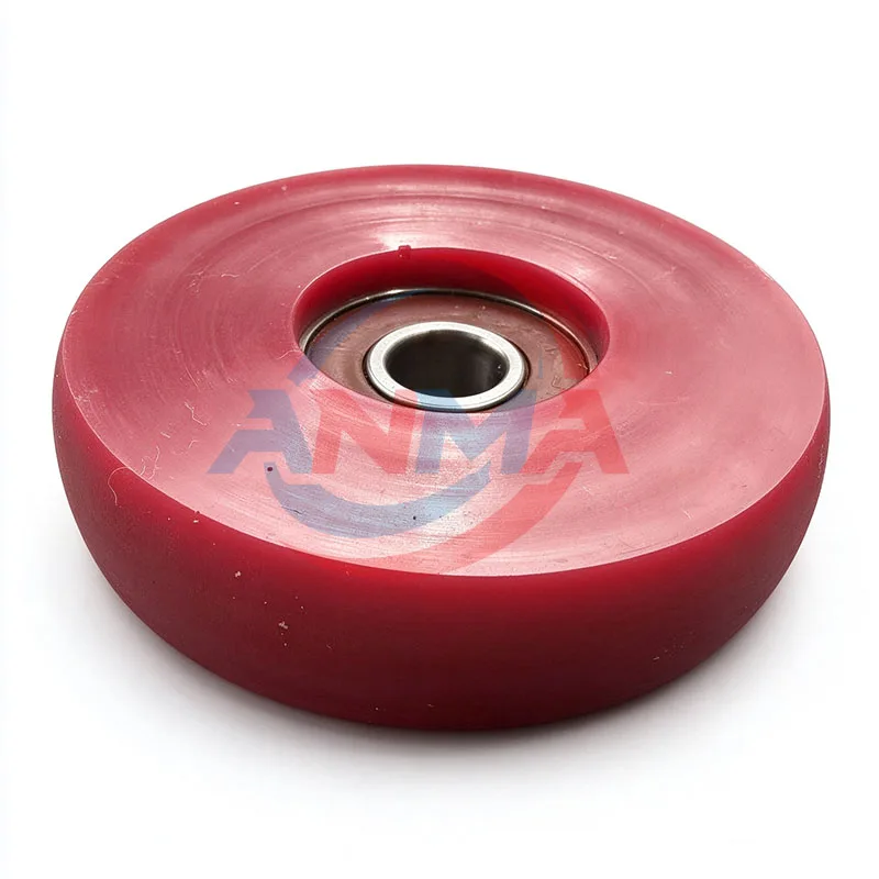 2Pieces Man Roland R700 Feeder Paper Press Wheel Red PU Rubber Roller With Bearing For Roland Offset Printing Machine Spare Part