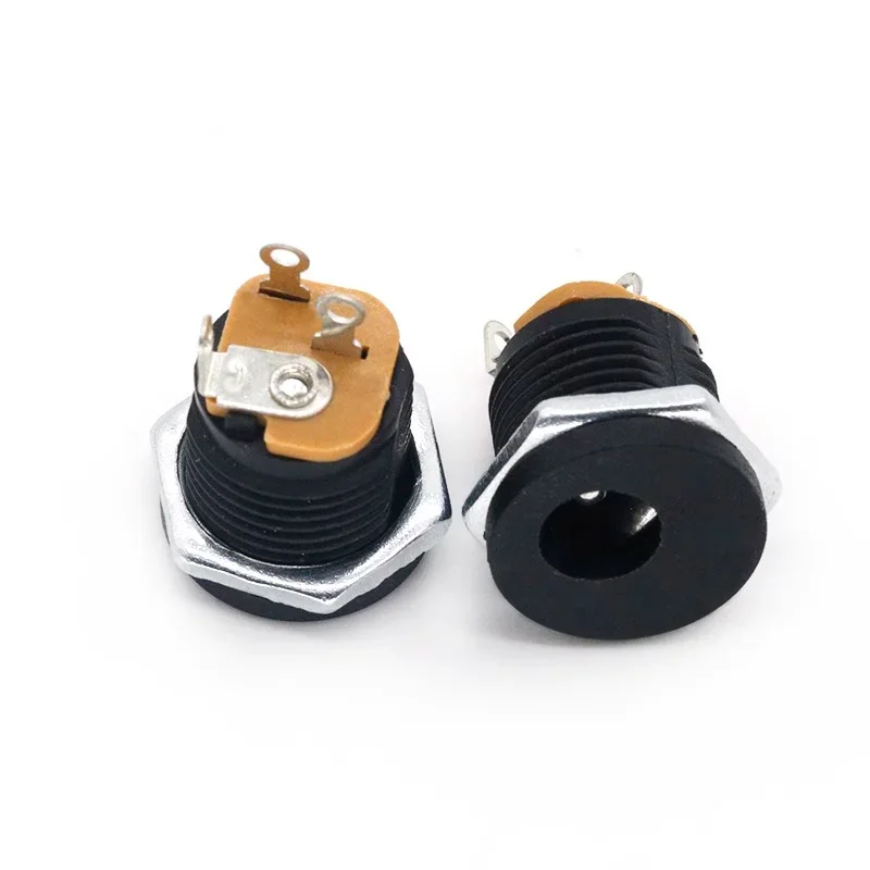 10/50/200PCS DC-022 5.5x2.1mm 5.5x2.5mm 5.5*2.1mmDC Power Jack Black DC Connector Panel Mounting DC022 Socket 5.5-2.5