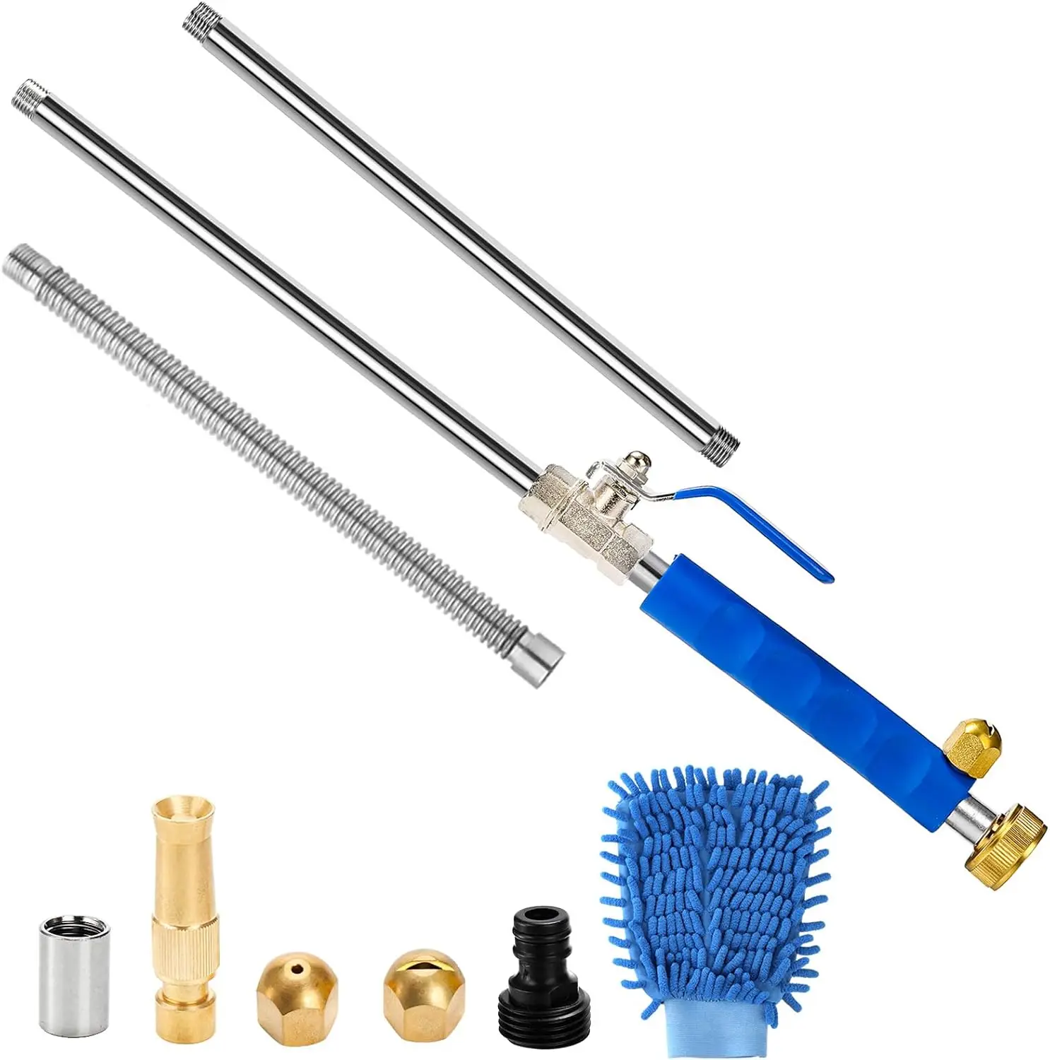 

High Pressure Power Washer Wand, Flexible Hydro Jet Water Sprayer with 3 Nozzle for Car Pet Window Patio Gutter Cleaning