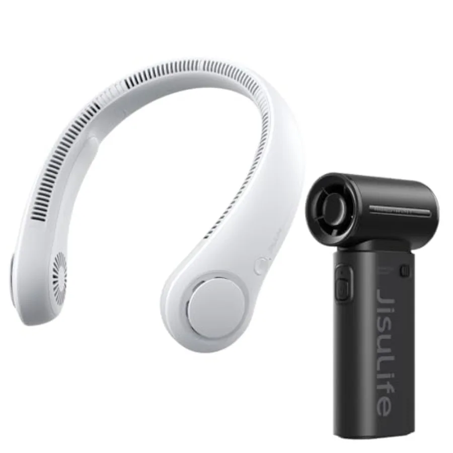 

Portable Neck Fan+Mini Handheld Fan, Turbo Power High Speed Air [18H Max Cooling Time]