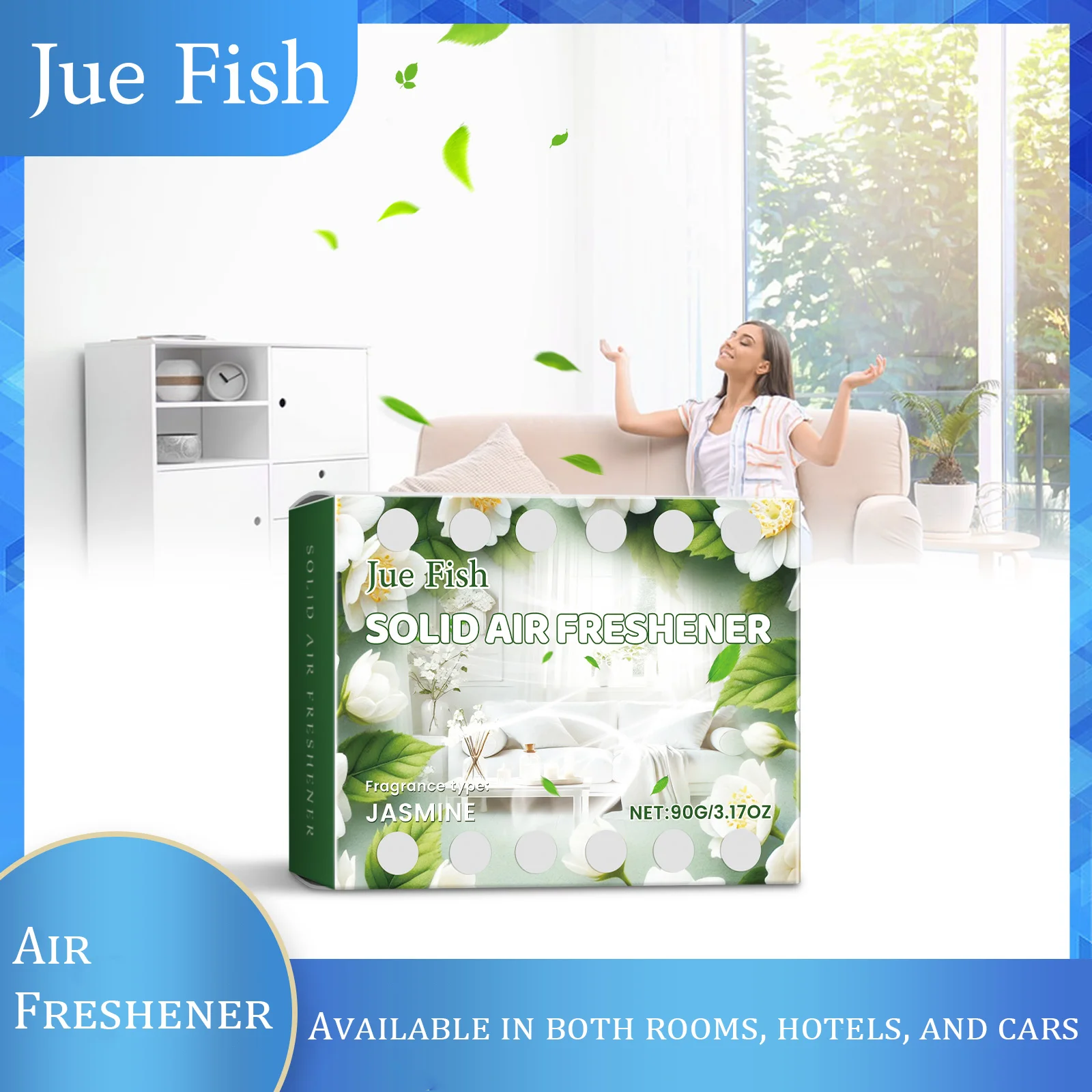 

Jue Fish Air Freshener, Jasmine Fragrance Type, Fresh Air With Long-Lasting Fragrance, Suitable for Car, House, Indoor Use