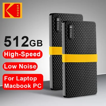 KODAK 외장 SSD 하드 드라이브, 디스코 듀로스 외장 USB 3.1, 휴대용 SSD 512GB, PC 노트북용 미니 하드 드라이브, USB-C 케이블 