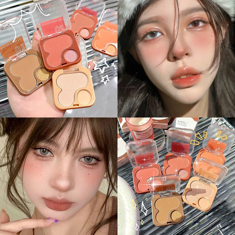 Two-tone Blush Brighten Face Blusher Nourishing Facial Cheek Natural Contour Peach Blush Palette Women Powder Makeup Cosmetics