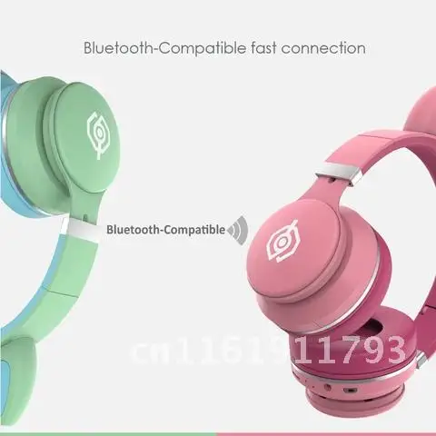 

Беспроводные детские наушники, совместимые с Bluetooth, милая гарнитура с кошачьими ушками для девочек, подарки с микрофоном, поддержка TF-карты