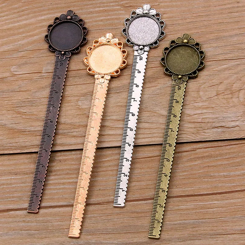 2pcs 20mm Inner Size three Color Vintage Style Handmade Ruler Bookmark Cabochon Base Cameo Setting 28*138mm