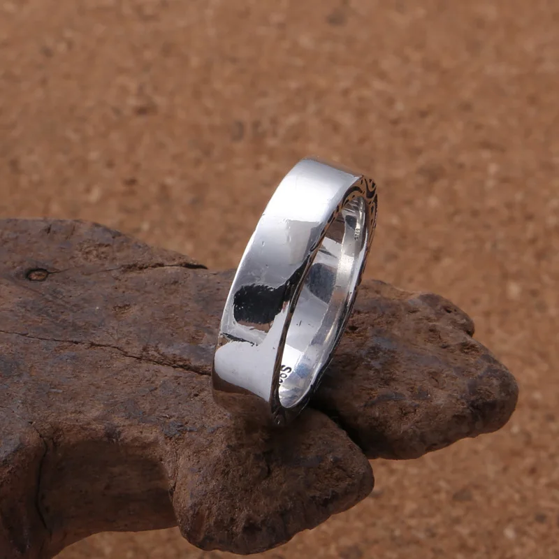 WholeSale  Sterling Silver ring retro thai Silver men'S and women'S trendy gold Sun rayS ring Stone pattern ringS on both SideS