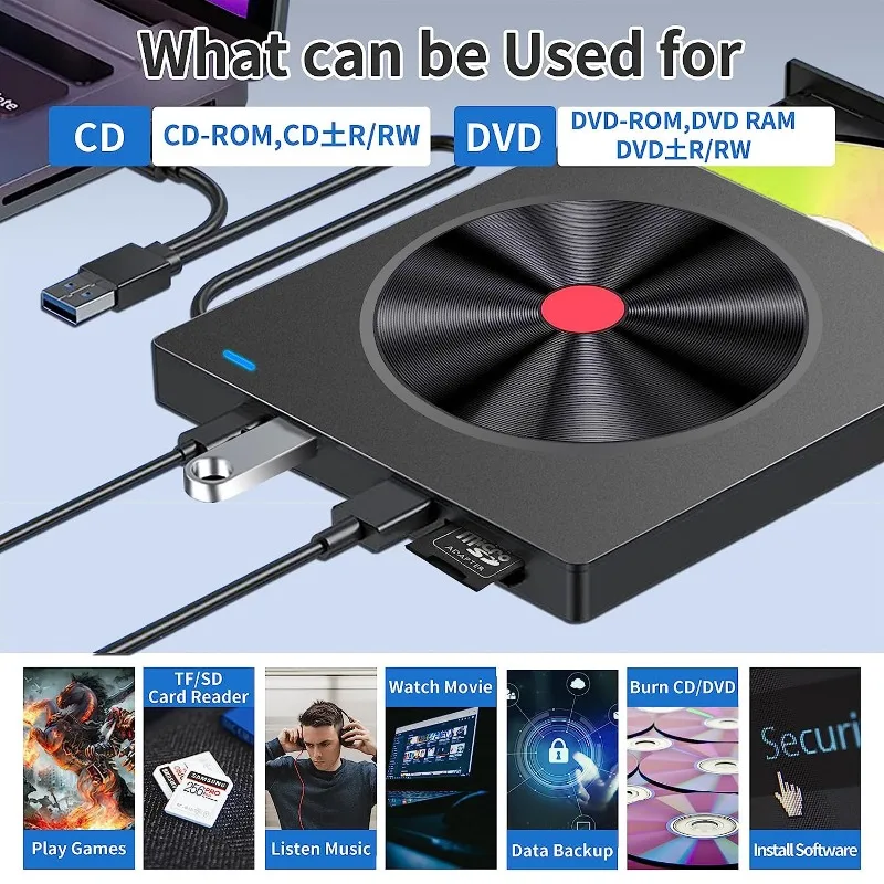 Disc burner notebook computer universal dvd optical drive 5 in 1 card multi-function external optical drive