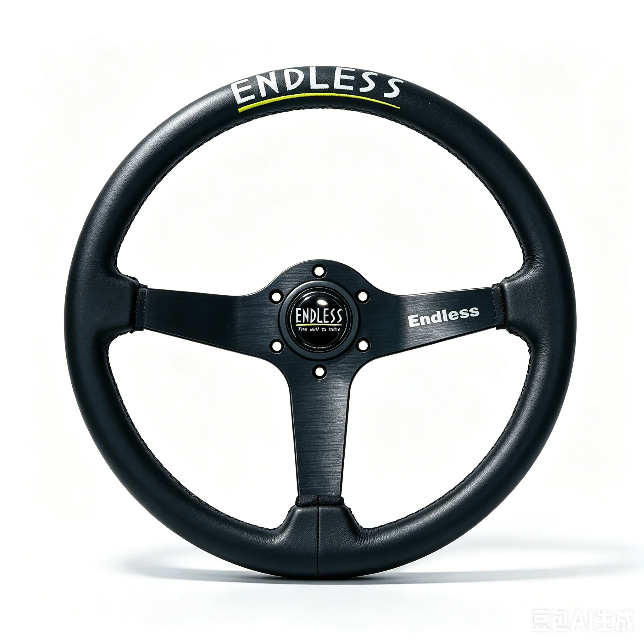 ENDLESS Racing Steering Wheel 350mm Genuine Leather Deep Dish 3 Spoke Aluminum with Horn Button Universal Fit Car Drift Modified