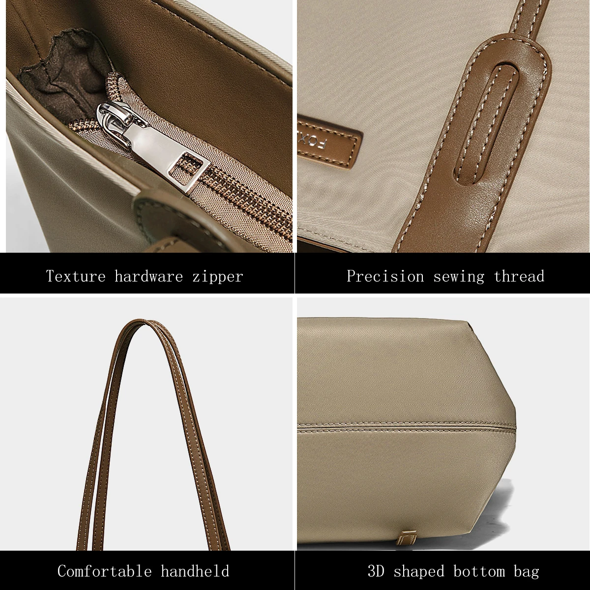 FOXER Large Capacity Women's Tote Bag Casual PU Leather Lady's Shoulder Bag Commute Travel Handbag All-match