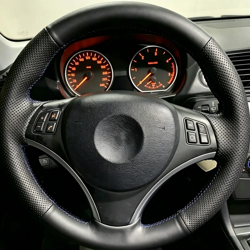 For BMW E90 E91 E92 E93 E87 Hand-stitched Car Steering Wheel Cover E81 E82 E8 X1 E84 Lightweight Breathable Full Wrap Cover