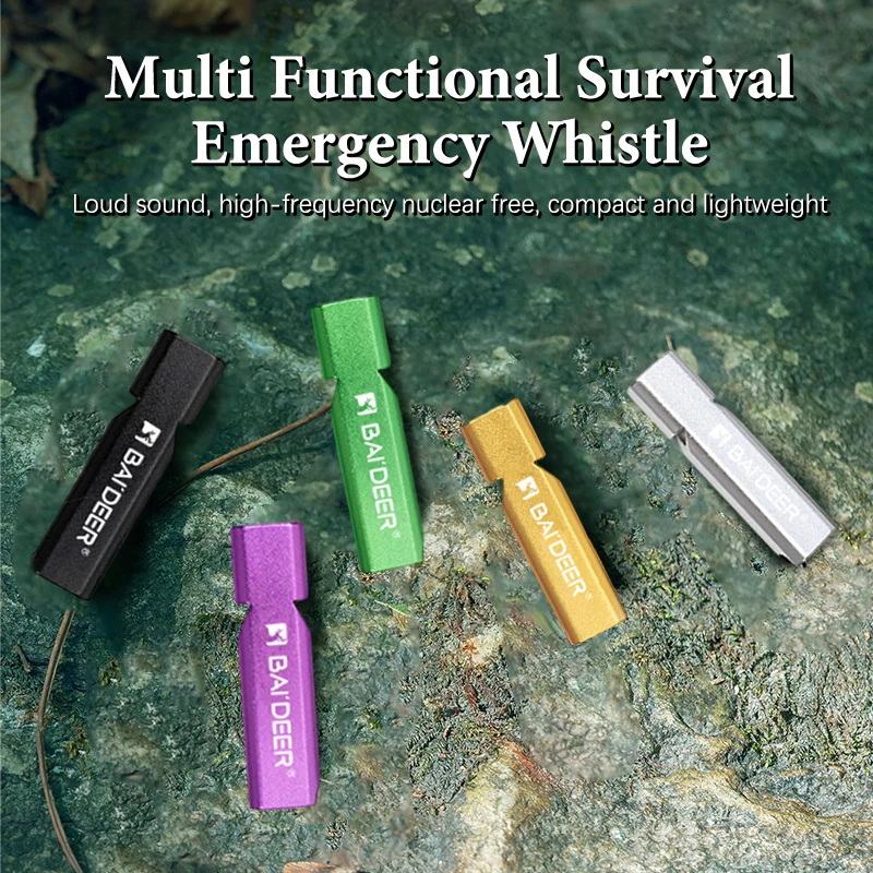 

5 Colors Aluminum Alloy High Decibel Whistle Keychain Double Pipe Rope for Camping Hiking Outdoor Portable Signal Tool