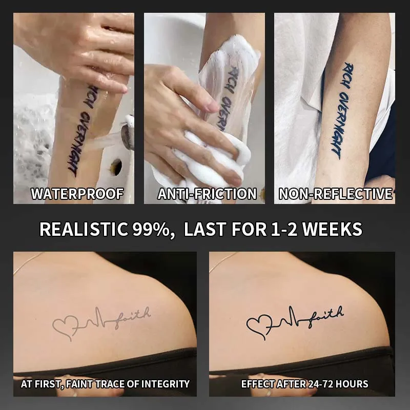 Sentence and Heart, 1Pcs Waterproof Temporary Tattoo Stickers, Long-lasting Waterproof for One to Two Weeks, Suitable For Arm,