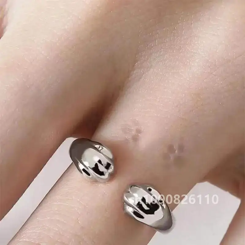 Cat Paw Print Ring Fantastic Cat Imprint Silver Color Simple Style Design Women's Rings Cute Women Party Gift Jewelry