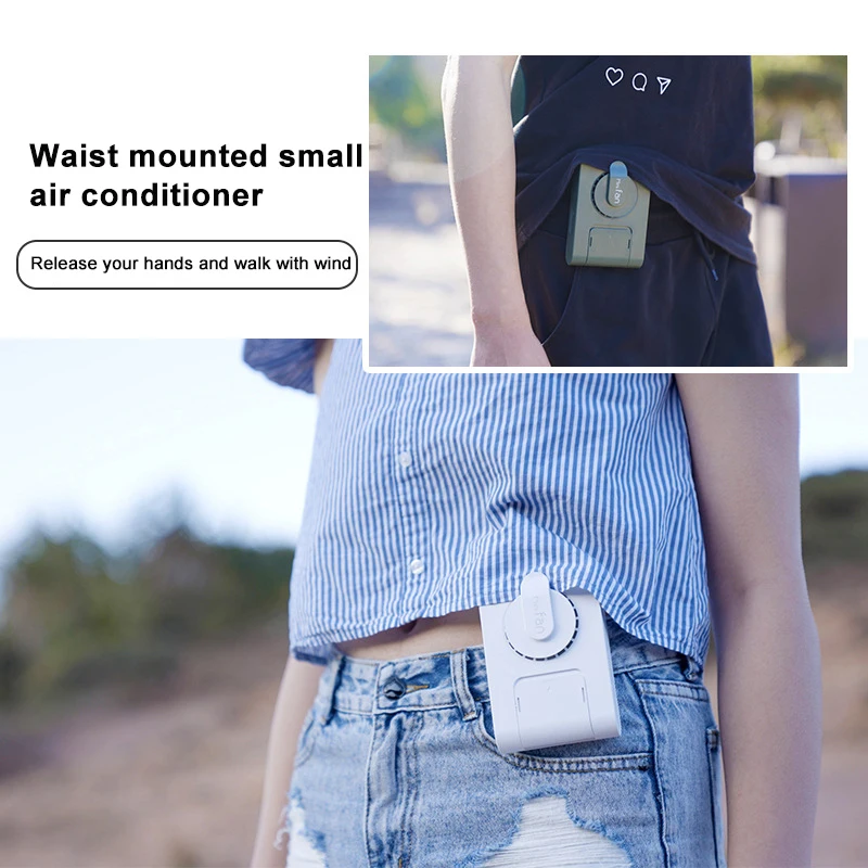 Ventilador de cintura USB pequeno portátil, ao ar livre, escalada, acampamento, pescoço, preguiçoso, 1200mAh, 1-10pcs