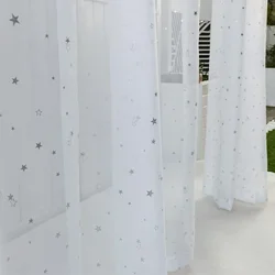 Shining Stars Curtain Baby Room Cartoon Sheer Fabric Transparent Kitchen Small Window Drape Treatment Cortinas T&234#30