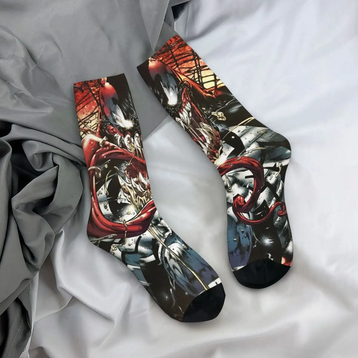 Chaussettes de compression vintage sans couture pour hommes, Harajuku, Marvel, Venom, Hip Hop, nouveauté, Crew ELan, cadeau imprimé, drôle, heureux, ensemble