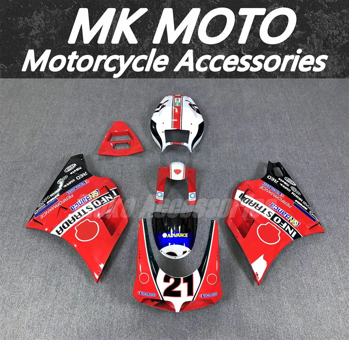 

Motorcycle Fairings Kit Fit For 748 916 996 998 Bodywork Set Abs High Quality Abs Injection Red Black