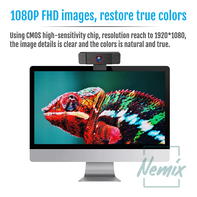كاميرا ويب 1080p ، عصر كاميرا الويب مع ميكروفون للكمبيوتر ، USB كاميرا الويب للكمبيوتر ، 2 ميجا بكسل ، دقة 1920x1080 ، مستشعر FHD Cmos