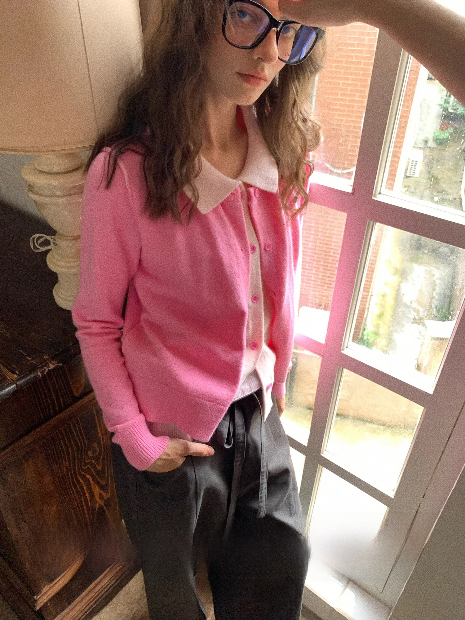 

Вязаный кардиган Color Blo для женщин: свитер-пальто с воротником, длинными рукавами, стандартным кроем, теплый, осенне-зимний, модная верхняя одежда