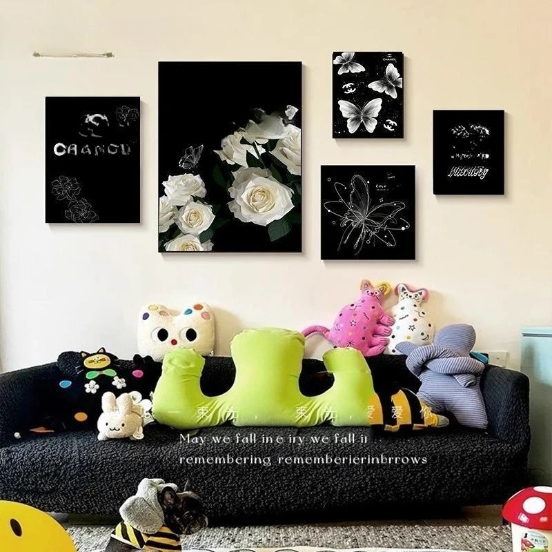 Dopamine color cartoon living room hanging painting combination painting fun