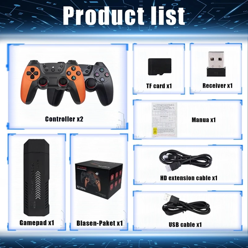X2 Ultra 4K Game Stick Mini TV Video وحدة تحكم ألعاب محمولة 35000+ ألعاب ريترو وحدة تحكم لاسلكية محاكيات الأركيد الشحن من الولايات المتحدة