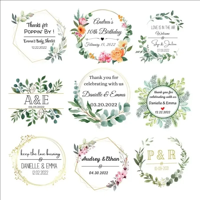 3-8CM 50pcs Custom Sticker and Customized Logos Wedding Birthdays Baptism Design Your Own Stickers Personalize Stickers adhesive